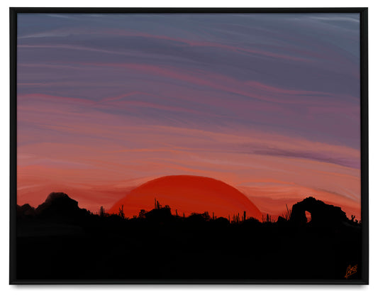 Desert Sunset Framed Canvas Print