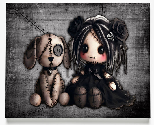 Little Stitch-ups - Old Friends Canvas Art Print