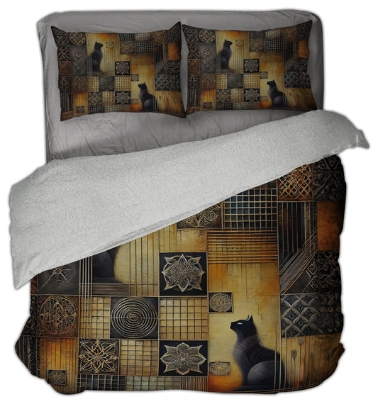 Two Black Cats Sherpa Comforter Set