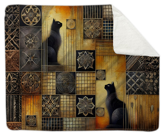 Two Black Cats Sherpa Blanket