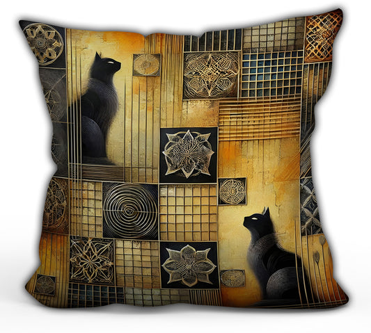 Two Black Cats Throw Pillow