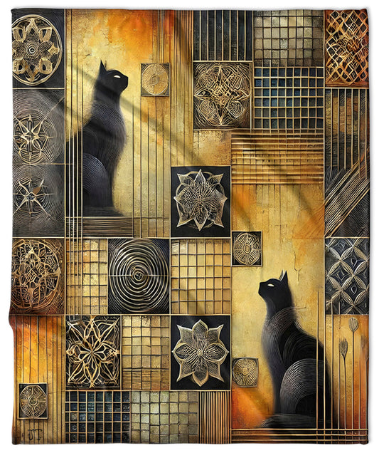 Two Black Cats Velveteen Blanket