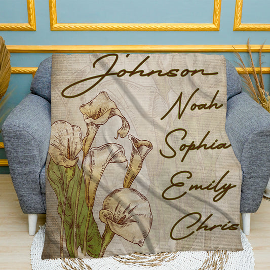 Vintage Newspaper Calla Lily Blanket