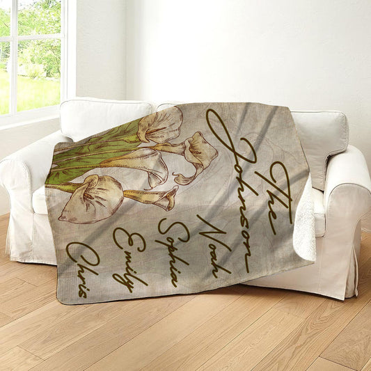 Vintage Newspaper Calla Lily Sherpa Blanket