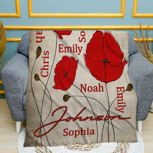 Vintage Newspaper Poppies Blanket