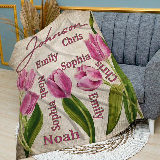 Vintage Newspaper Tulips Blanket
