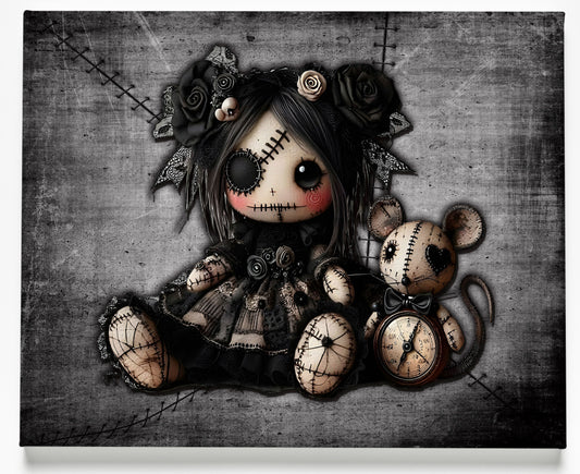 Little Stitch-ups Best Friends Mouse Canvas Art Print