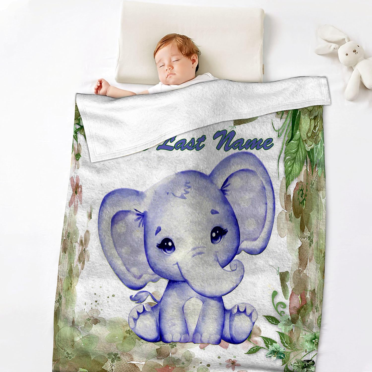 Blue Baby Elephant Super Plush Blanket