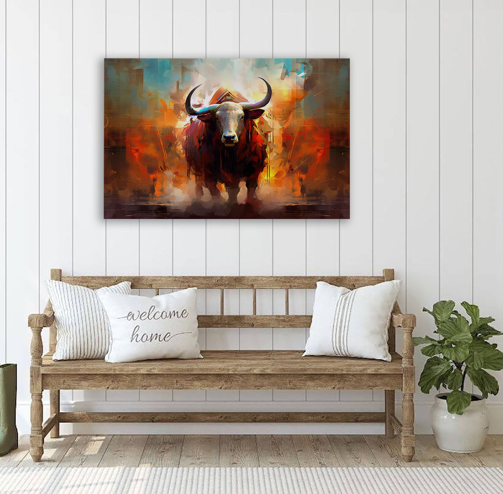 Abstract Bull Canvas Art