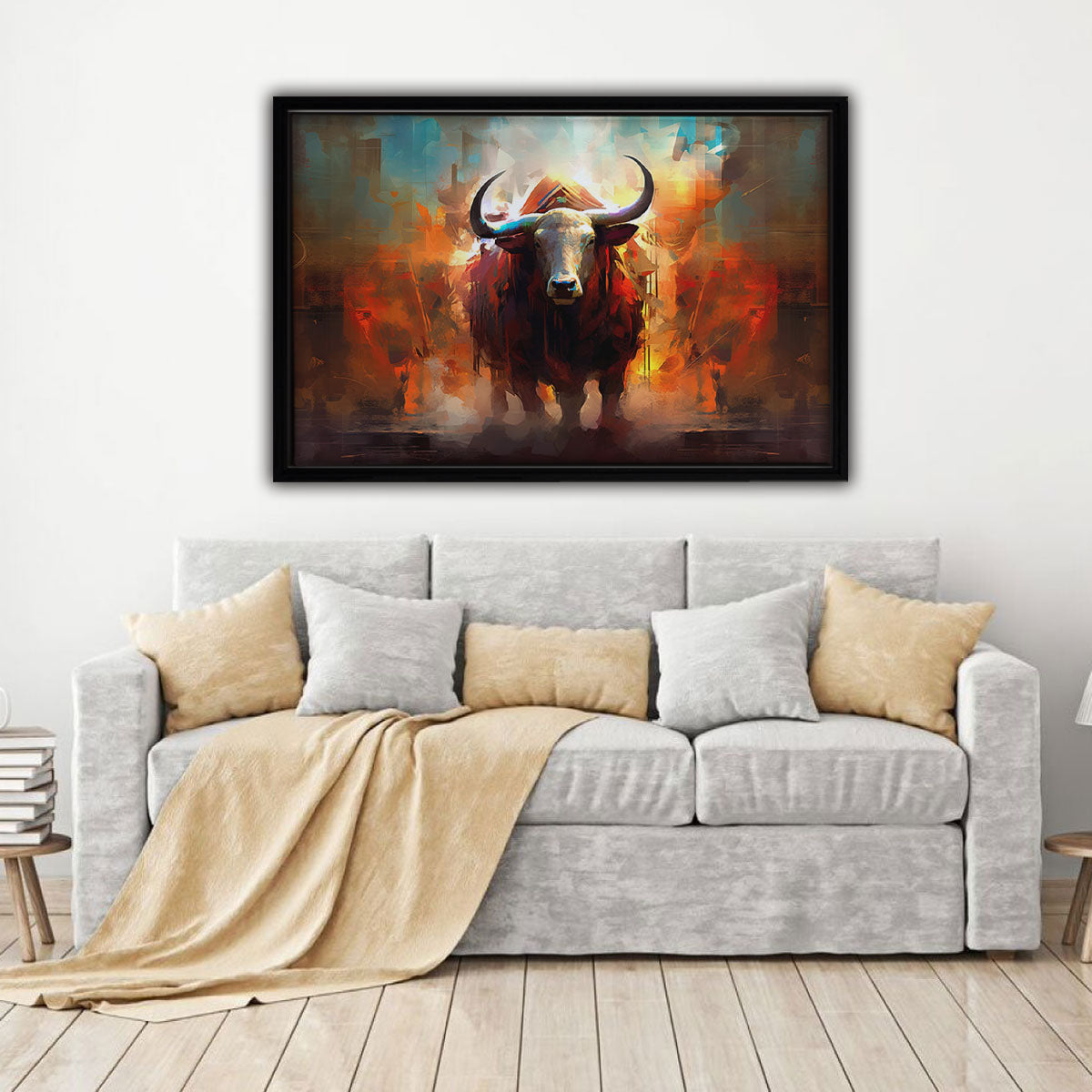 Abstract Bull Framed Canvas