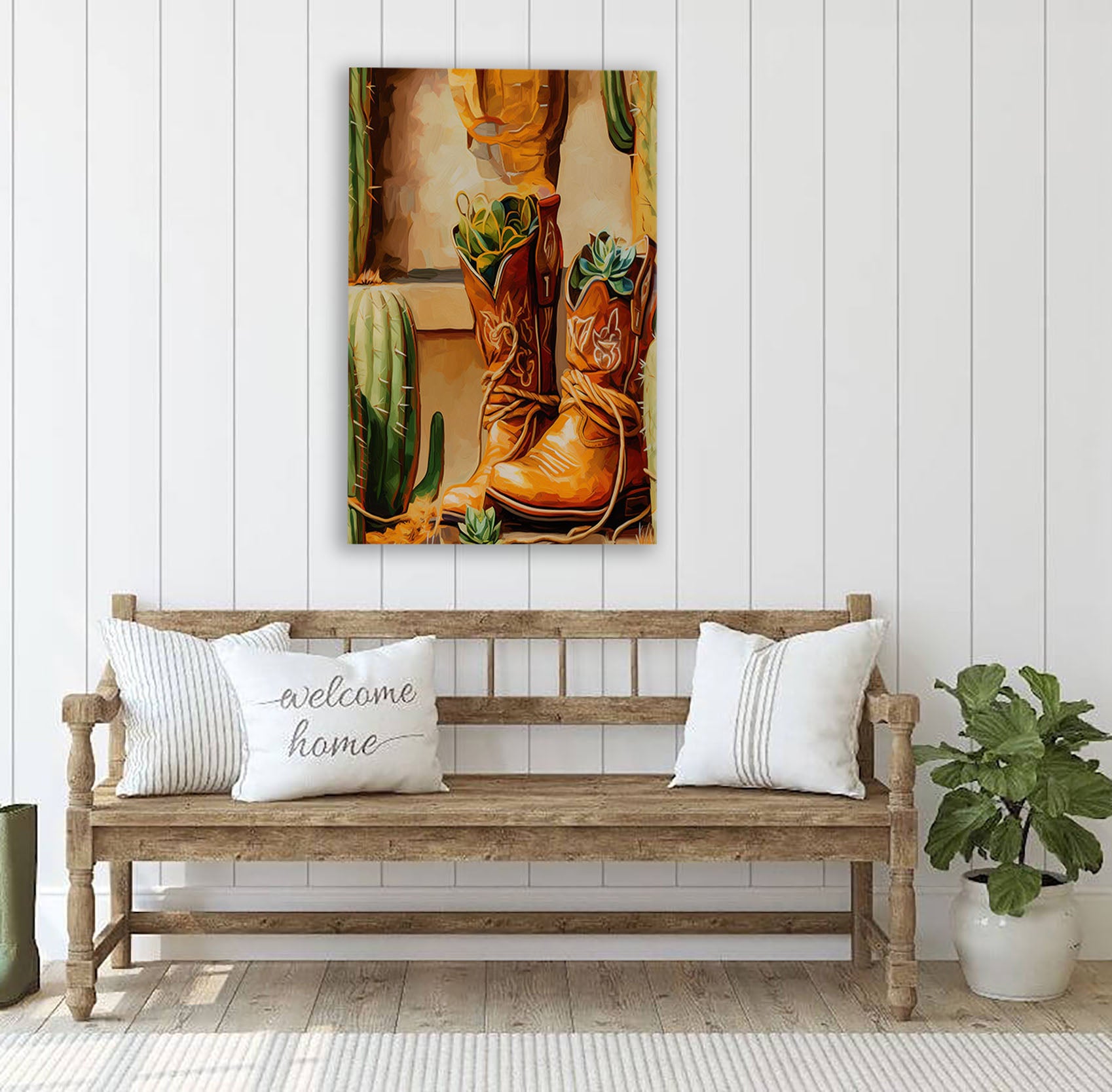 Boots and Cactus Canvas Art