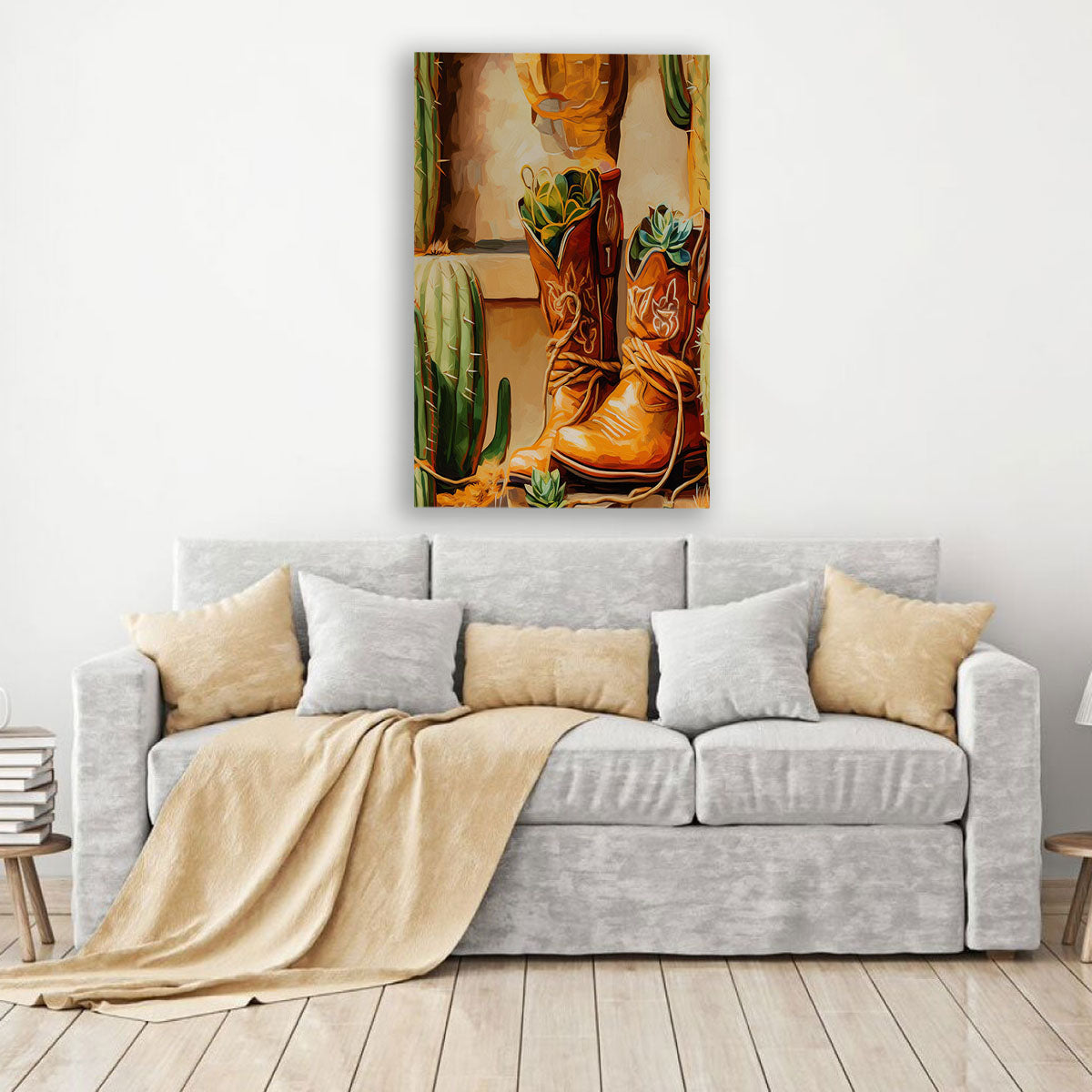 Boots and Cactus Canvas Art