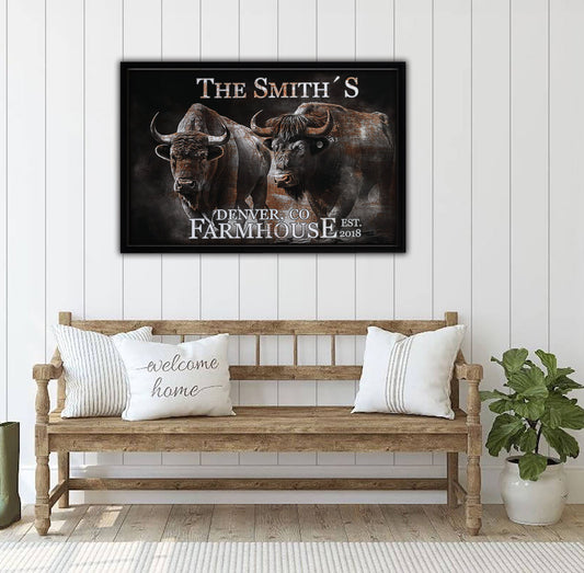 Buffalo Farm Framed Canvas