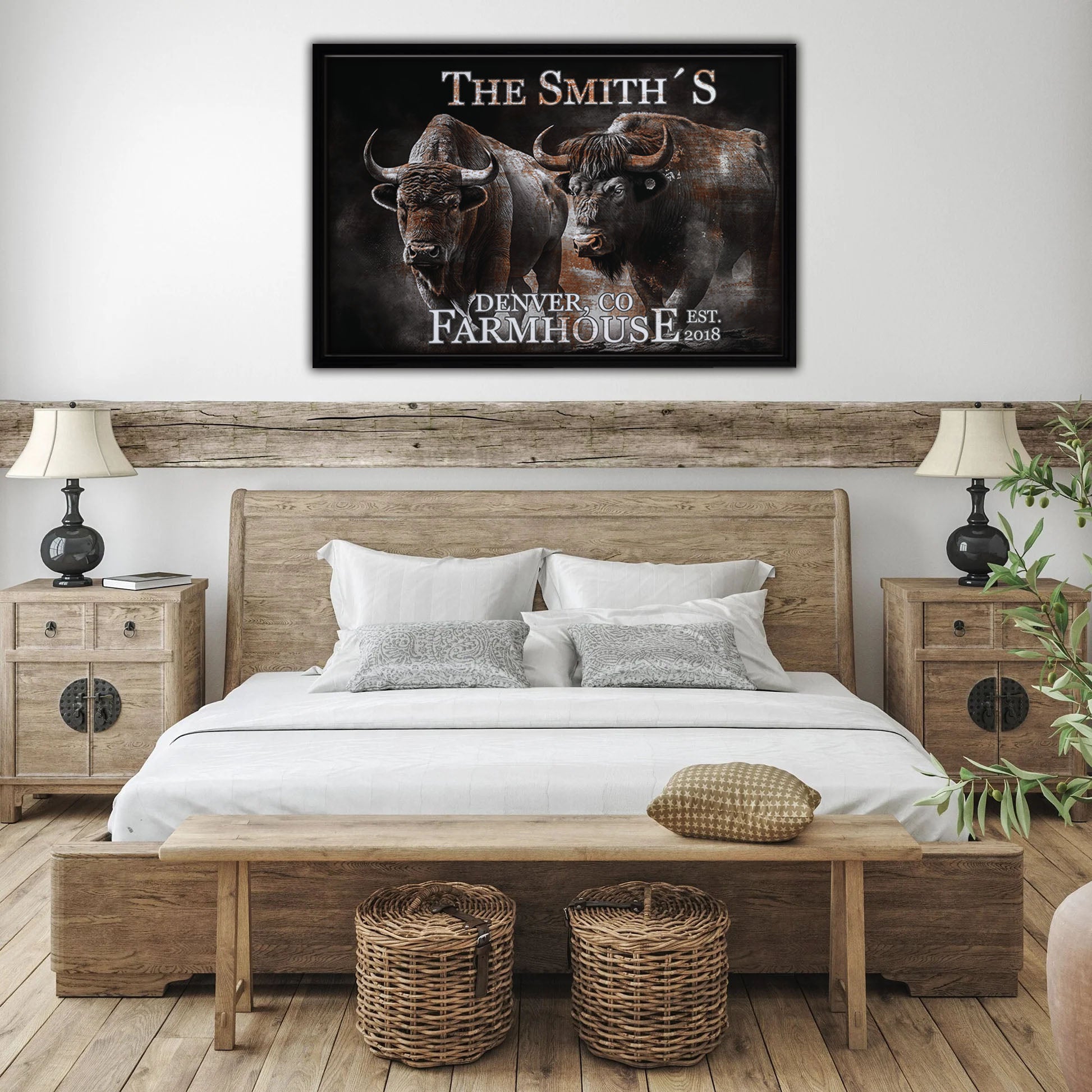 Buffalo Farm Framed Canvas