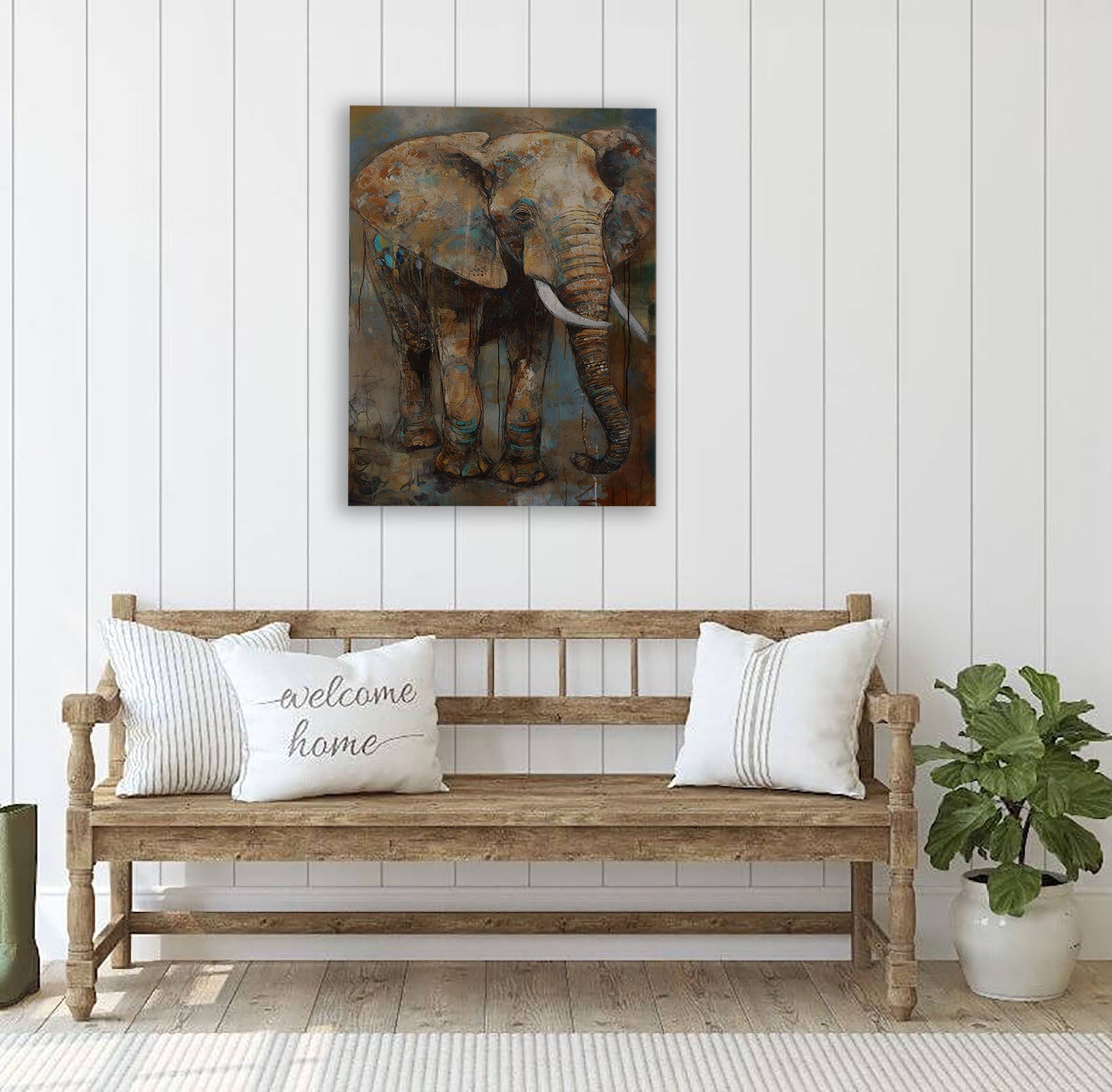 Elephant's Brushstroke Canvas Print