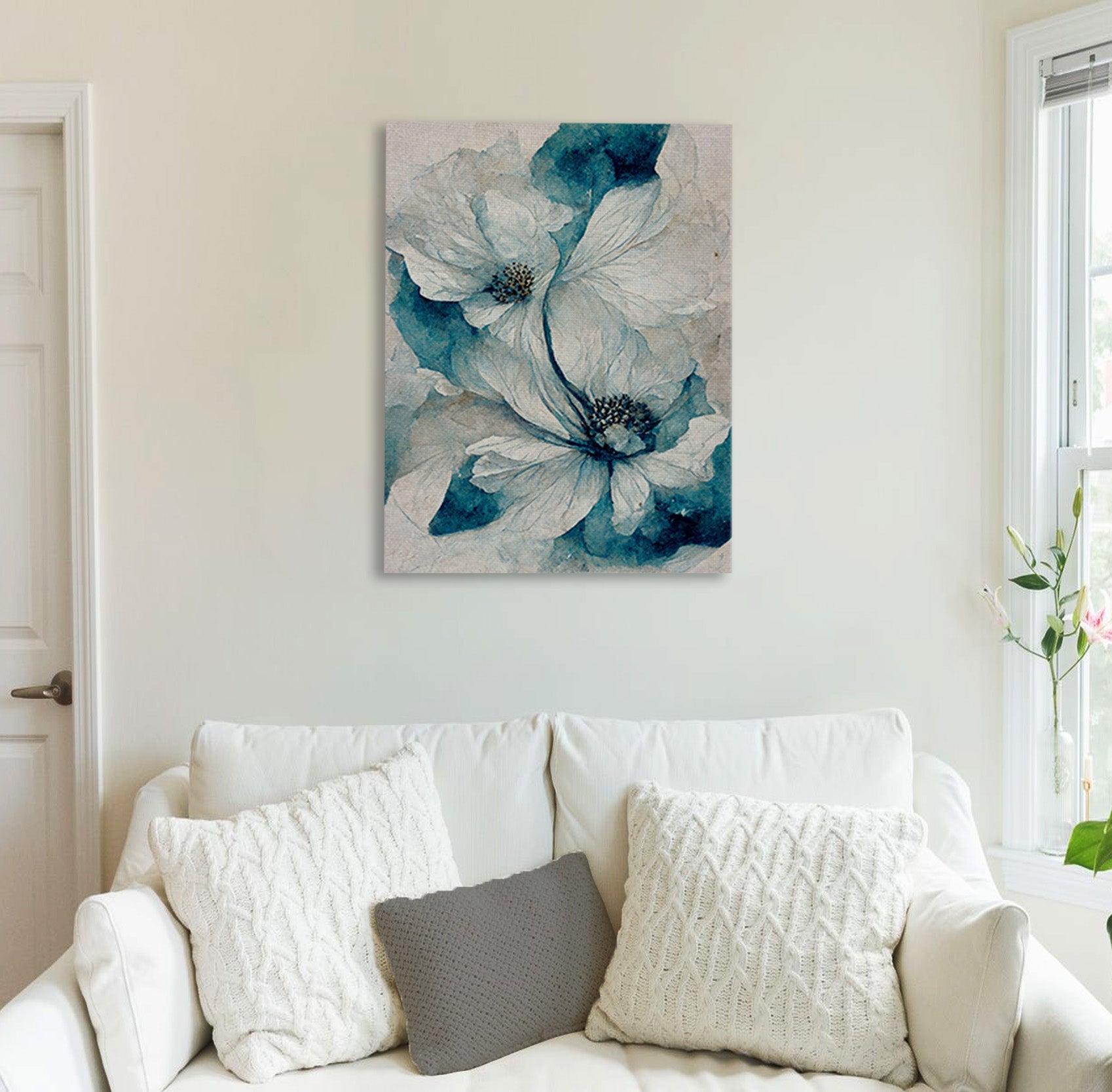 Ethereal White Flora Canvas Print