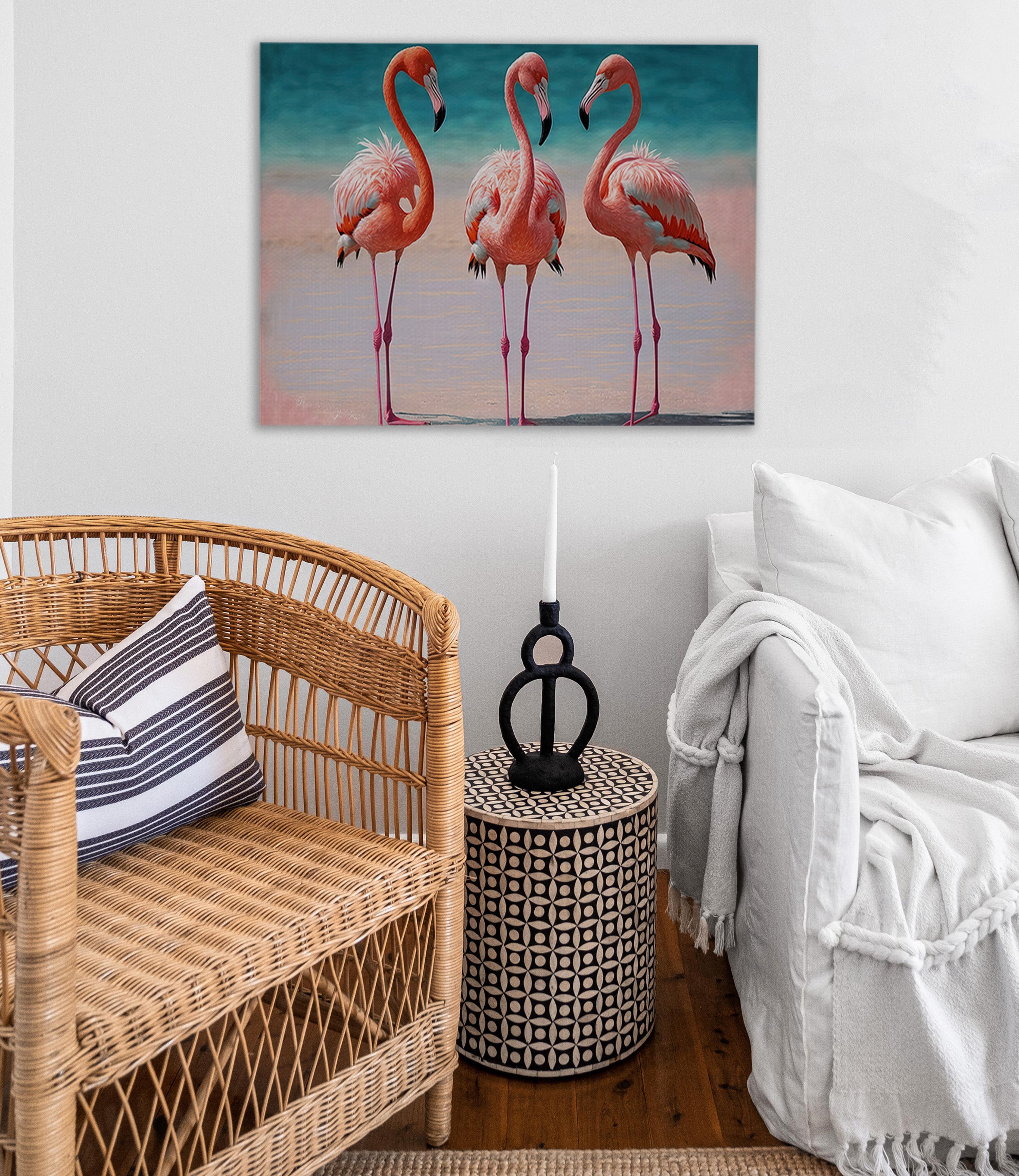 Flamingos Beach Canvas Print