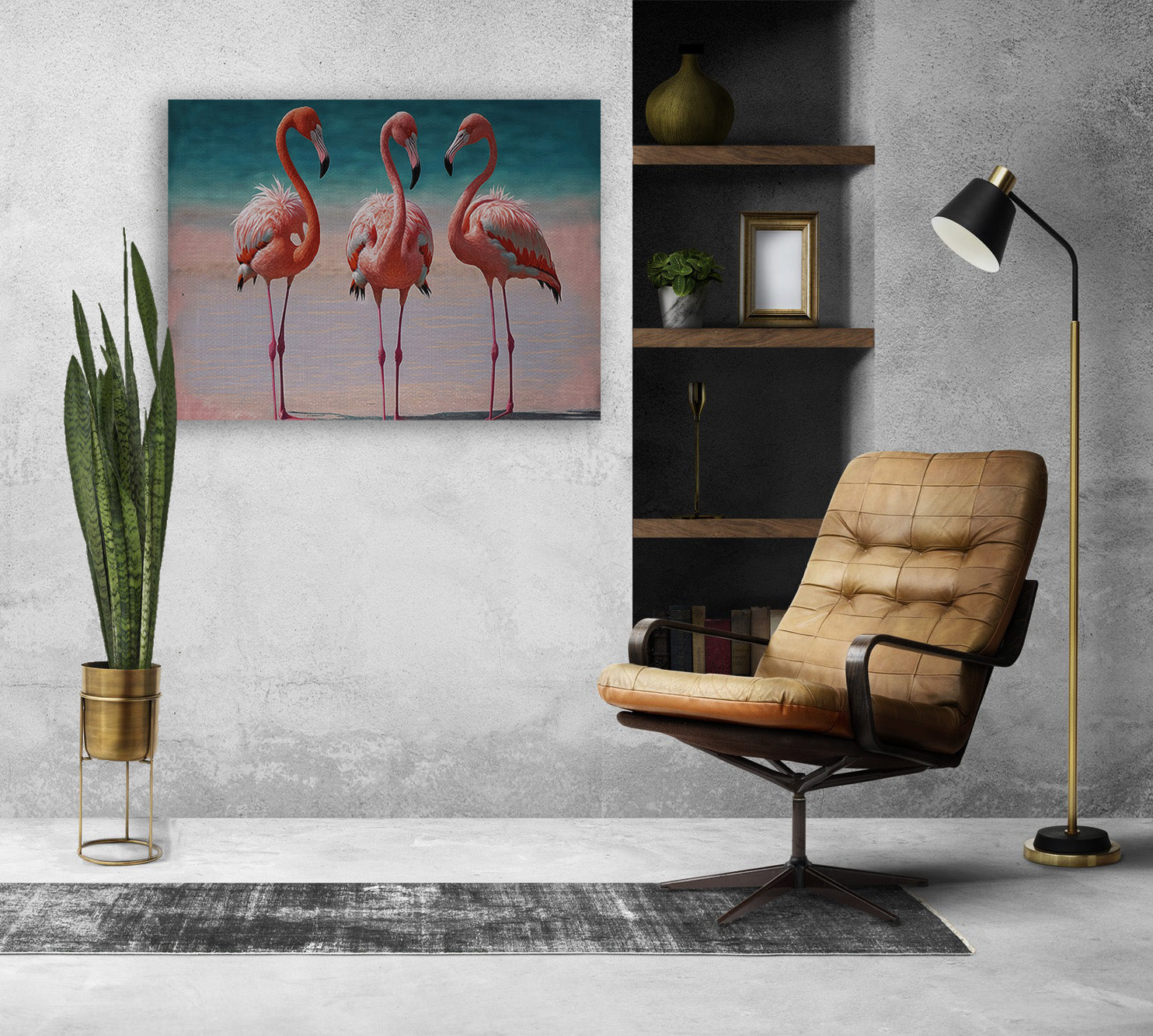 Flamingos Beach Canvas Print