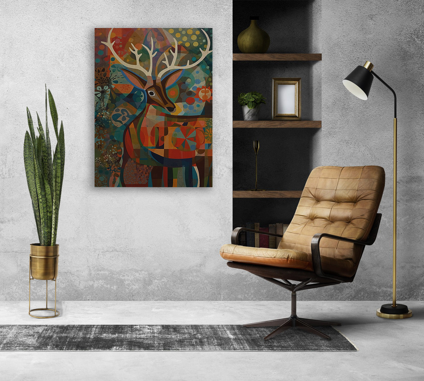 Floral Deer Canvas Print