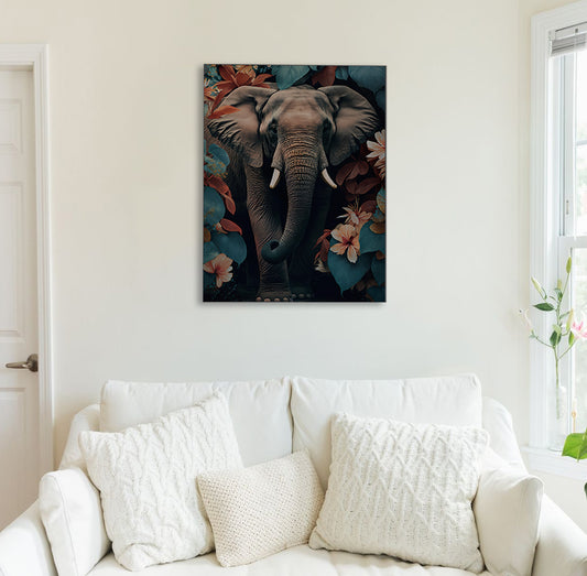 Floral Elephant Canvas Print