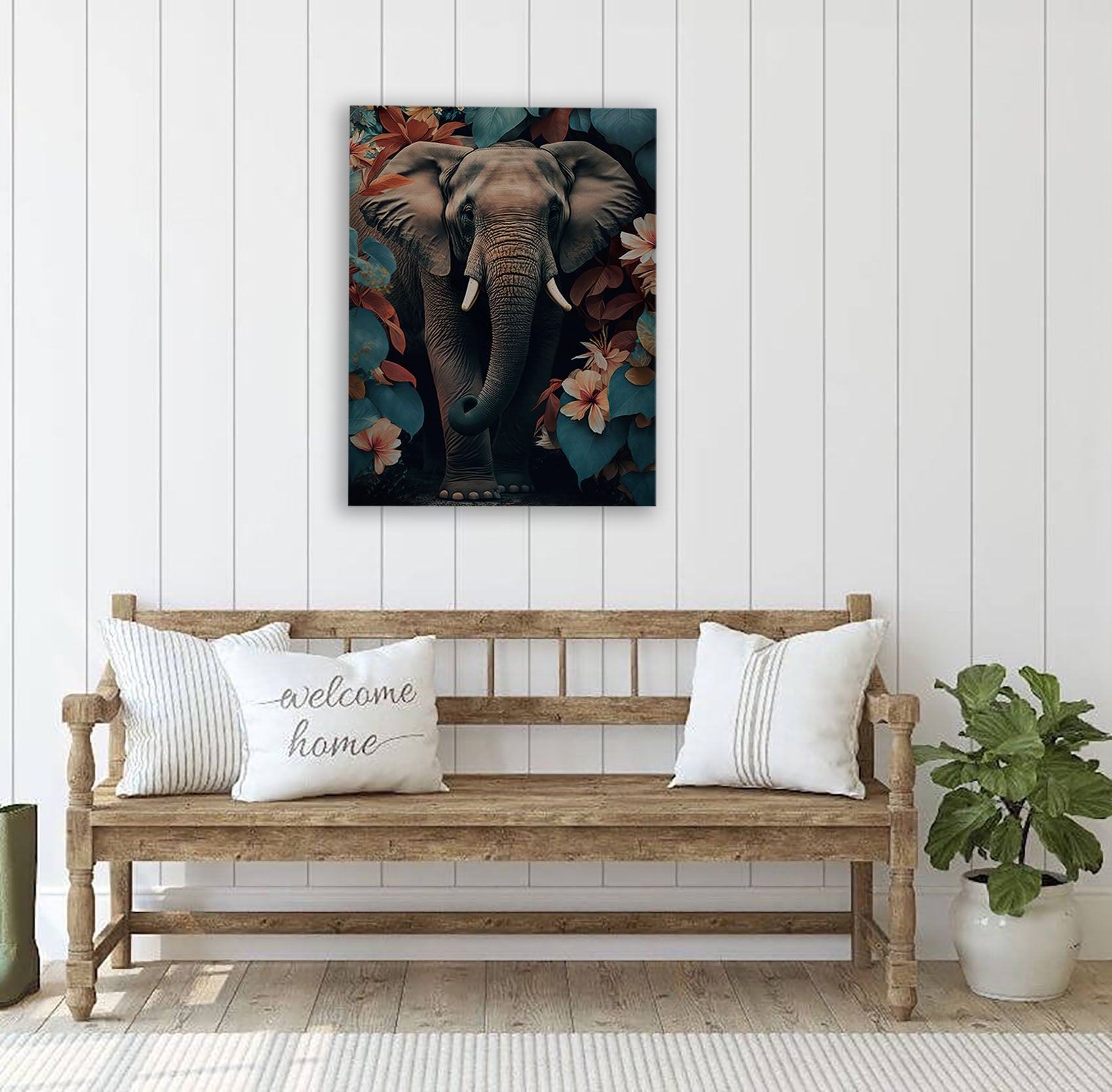 Floral Elephant Canvas Print