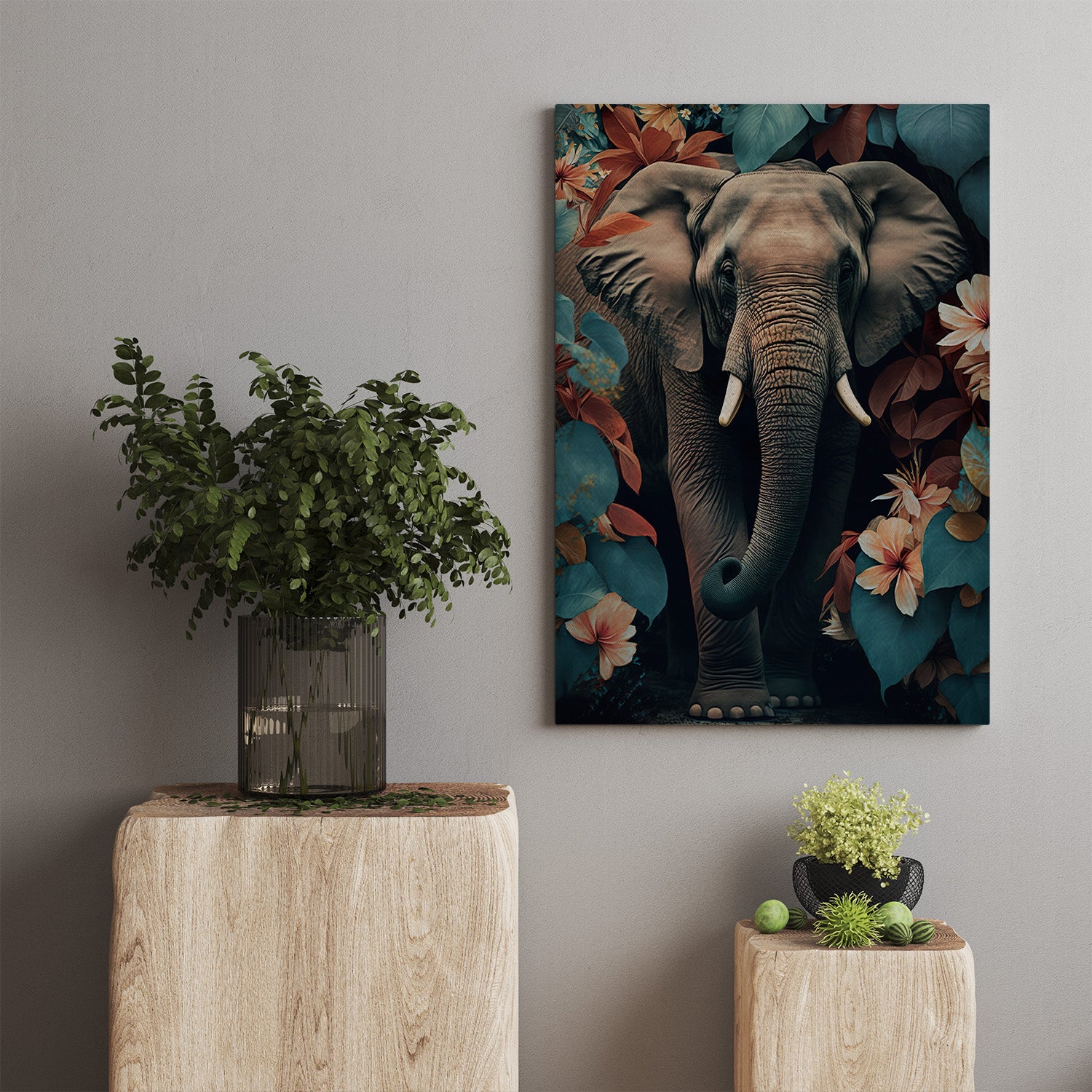 Floral Elephant Canvas Print