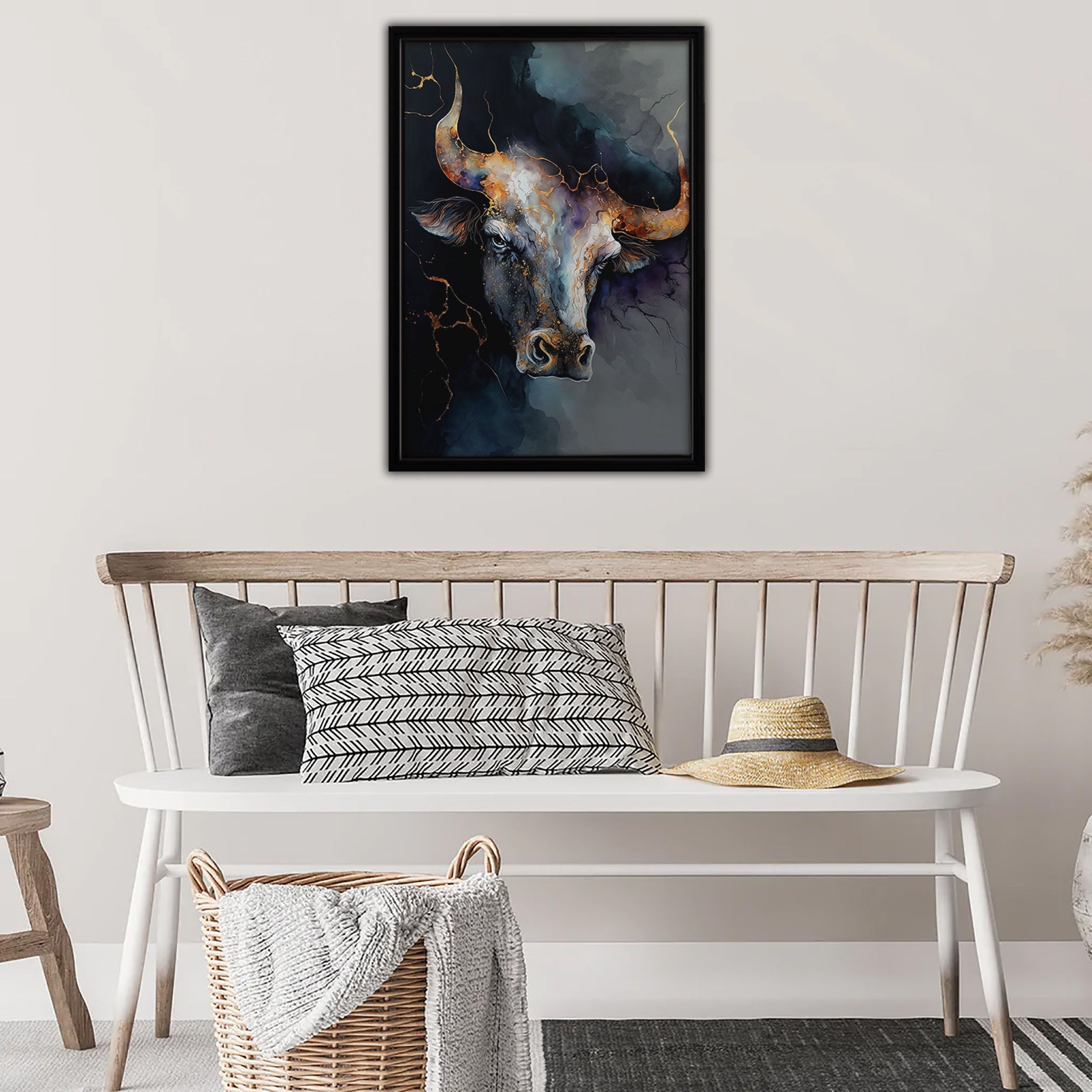 Gold Bull Framed Canvas