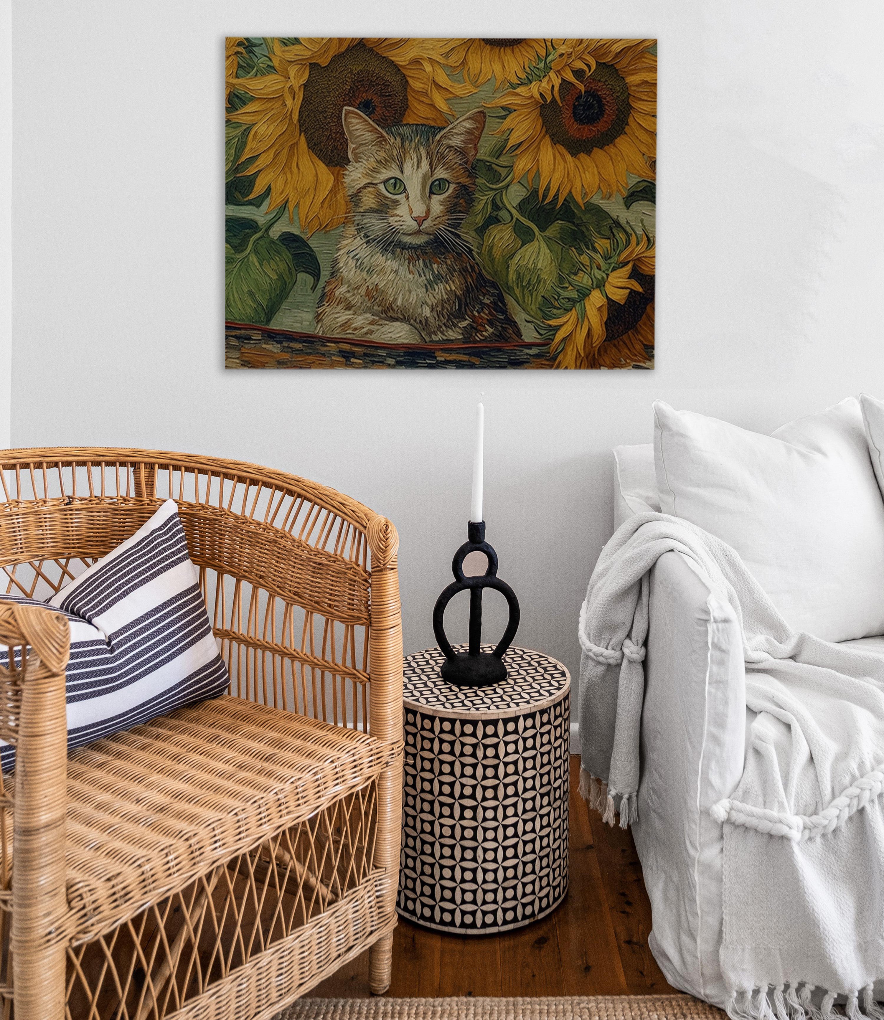 Golden Paws and Petals Canvas Print