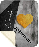 Grayscale Love Sherpa Blanket