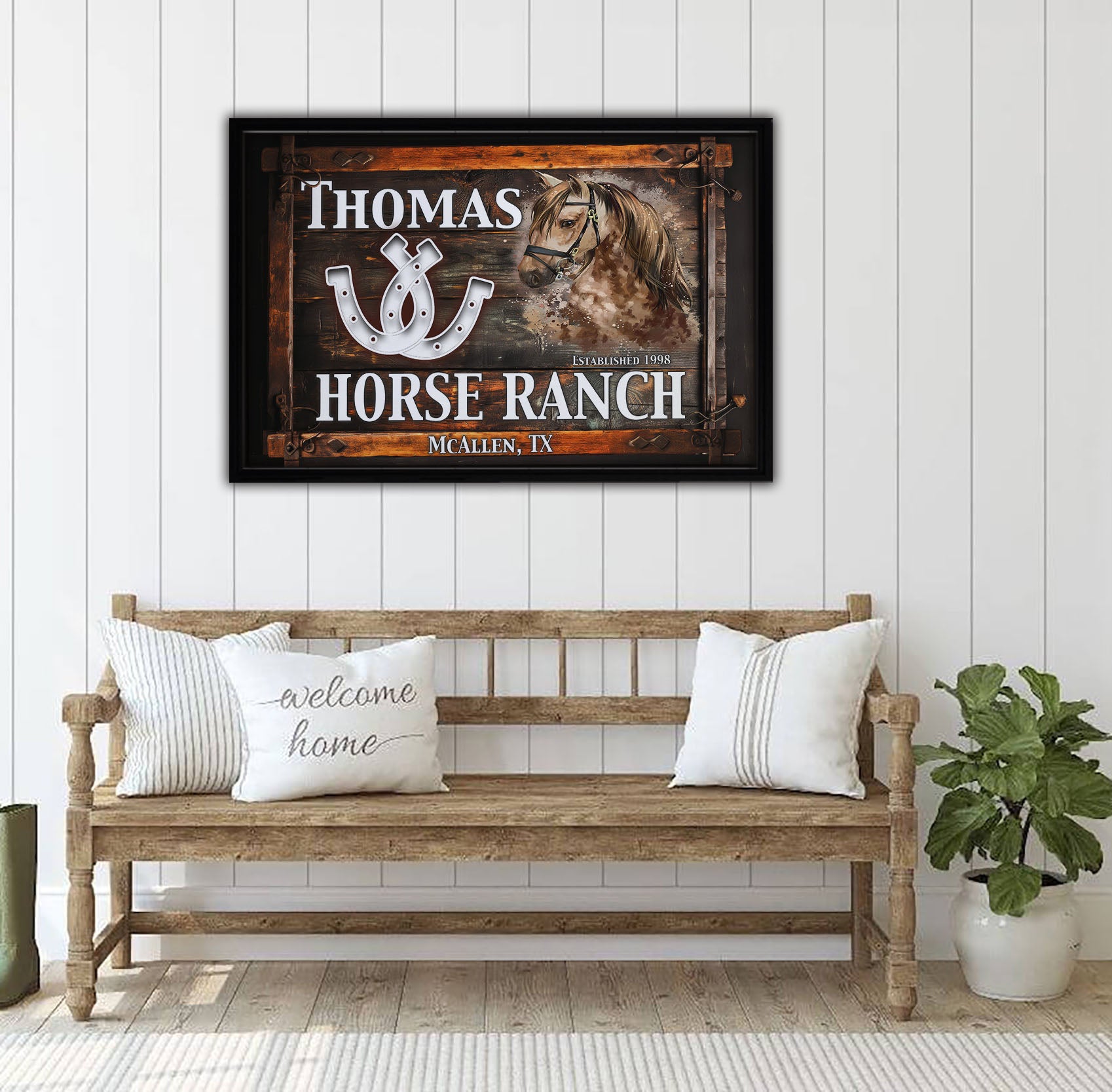 Horse Ranch 1998 Framed Canvas