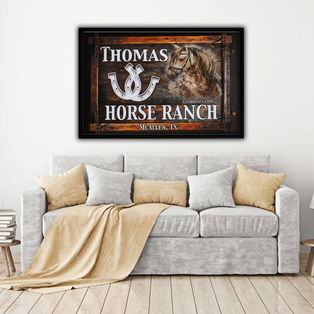 Horse Ranch 1998 Framed Canvas