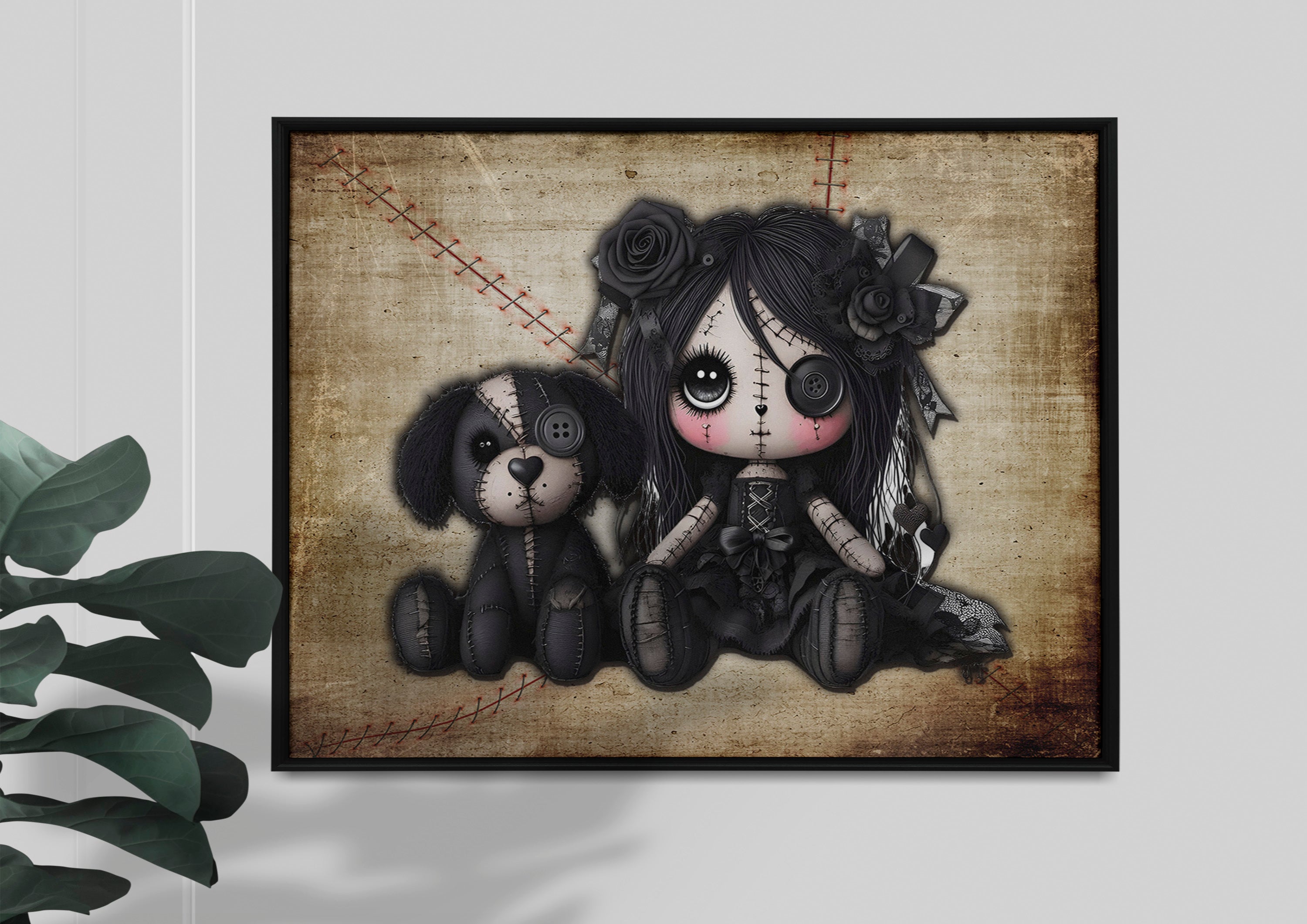 Little Stitch-ups Best Friends Puppy Framed Canvas Print