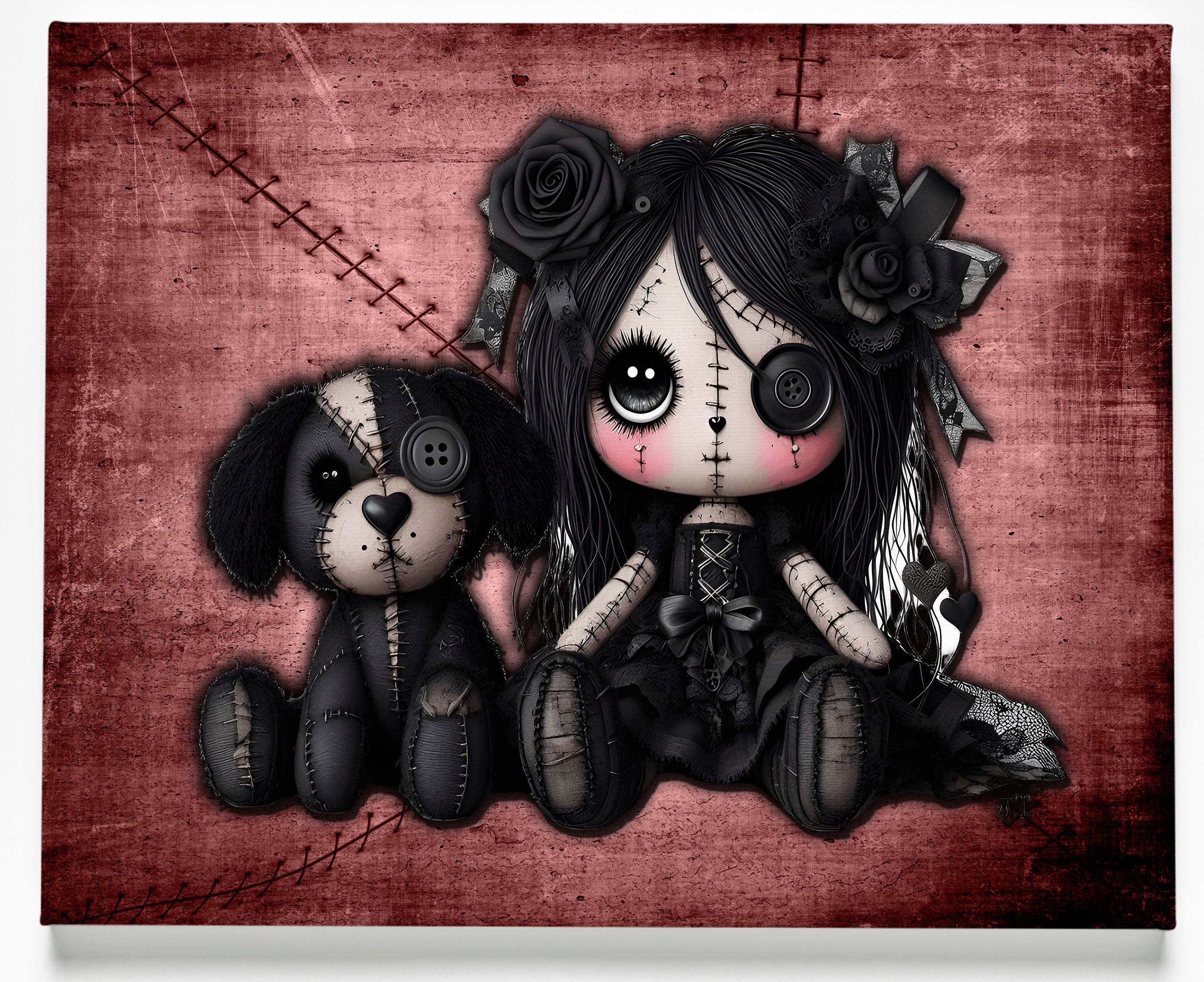 Little Stitch-ups Best Friends Puppy Canvas Art Print