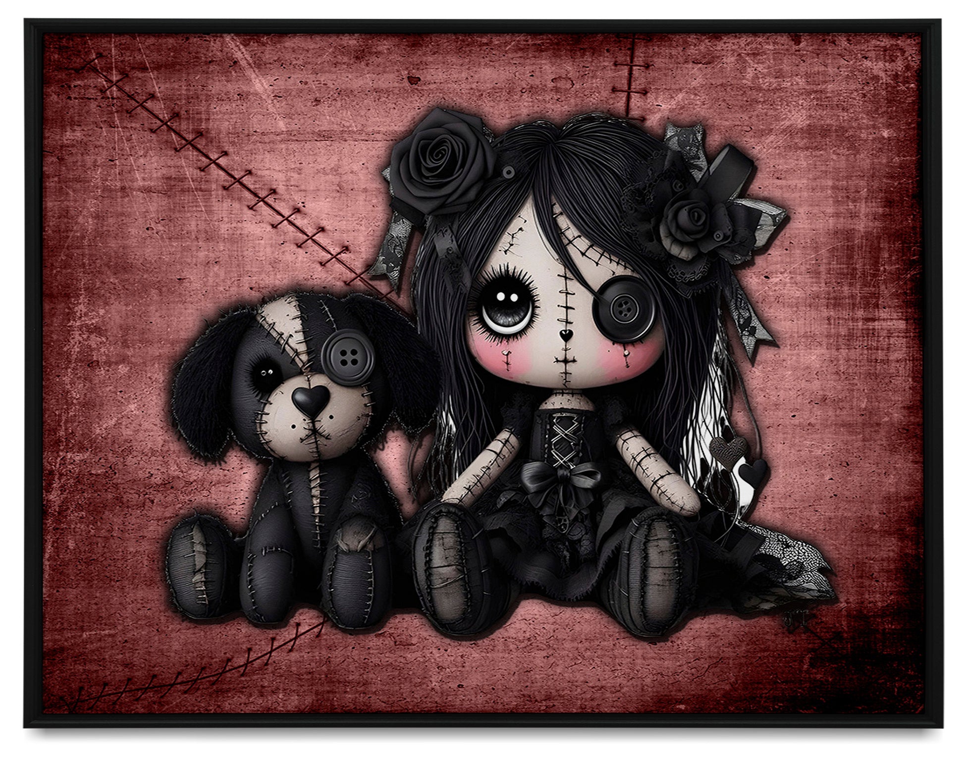 Little Stitch-ups Best Friends Puppy Framed Canvas Print