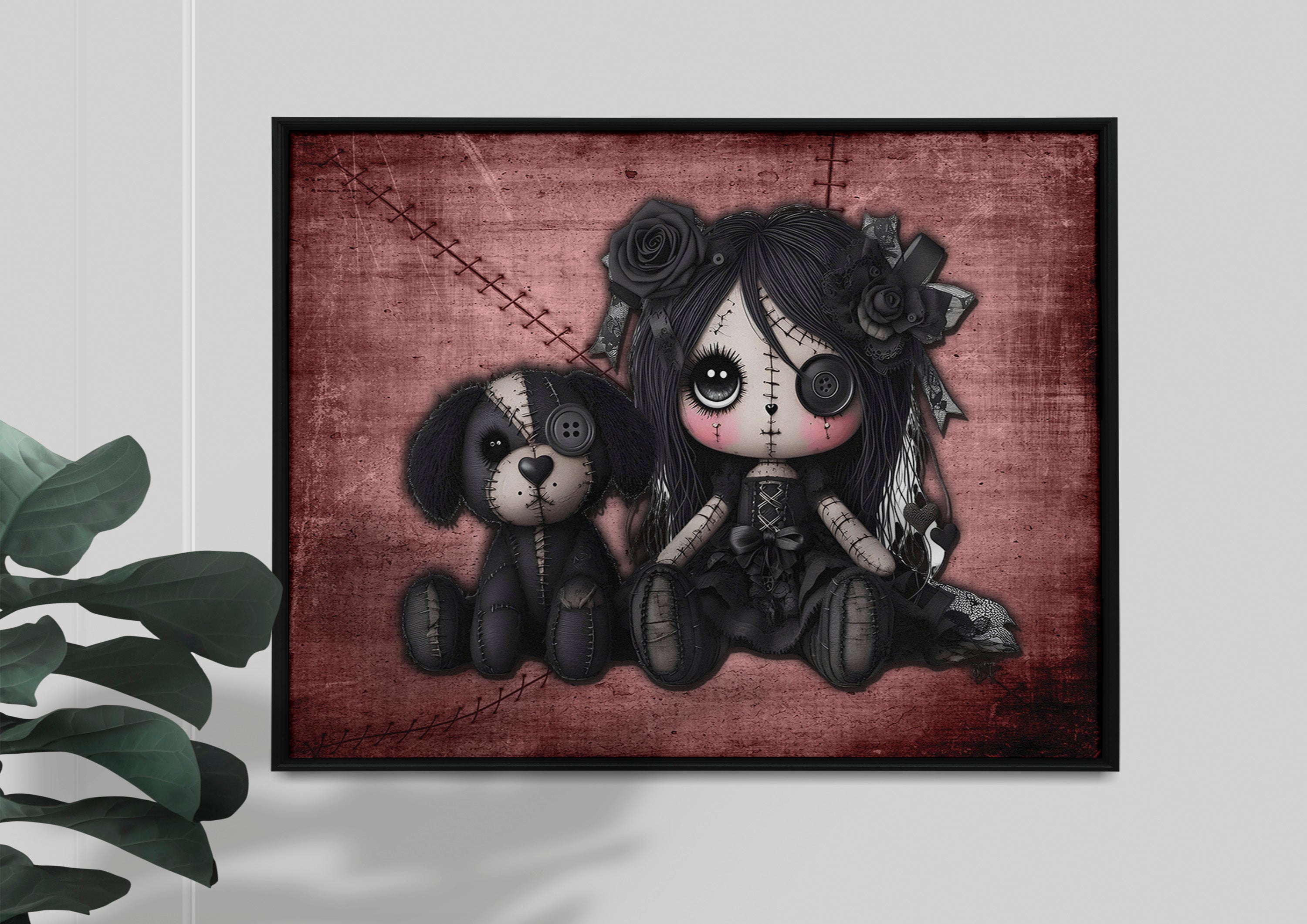 Little Stitch-ups Best Friends Puppy Framed Canvas Print