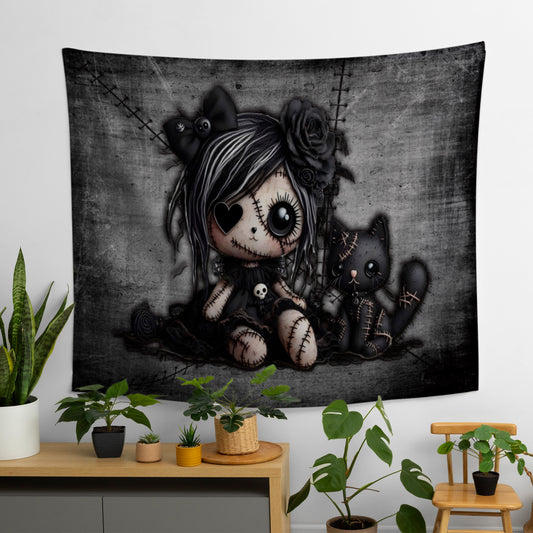 Little Stitch-ups Rag doll and cat_2 Tapestry