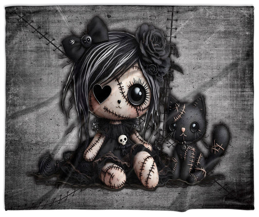 Little Stitch-ups Rag doll and cat_2 Velveteen Blanket
