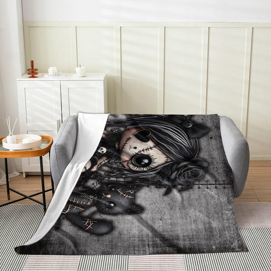 Little Stitch-ups Rag doll and cat_2 Velveteen Blanket