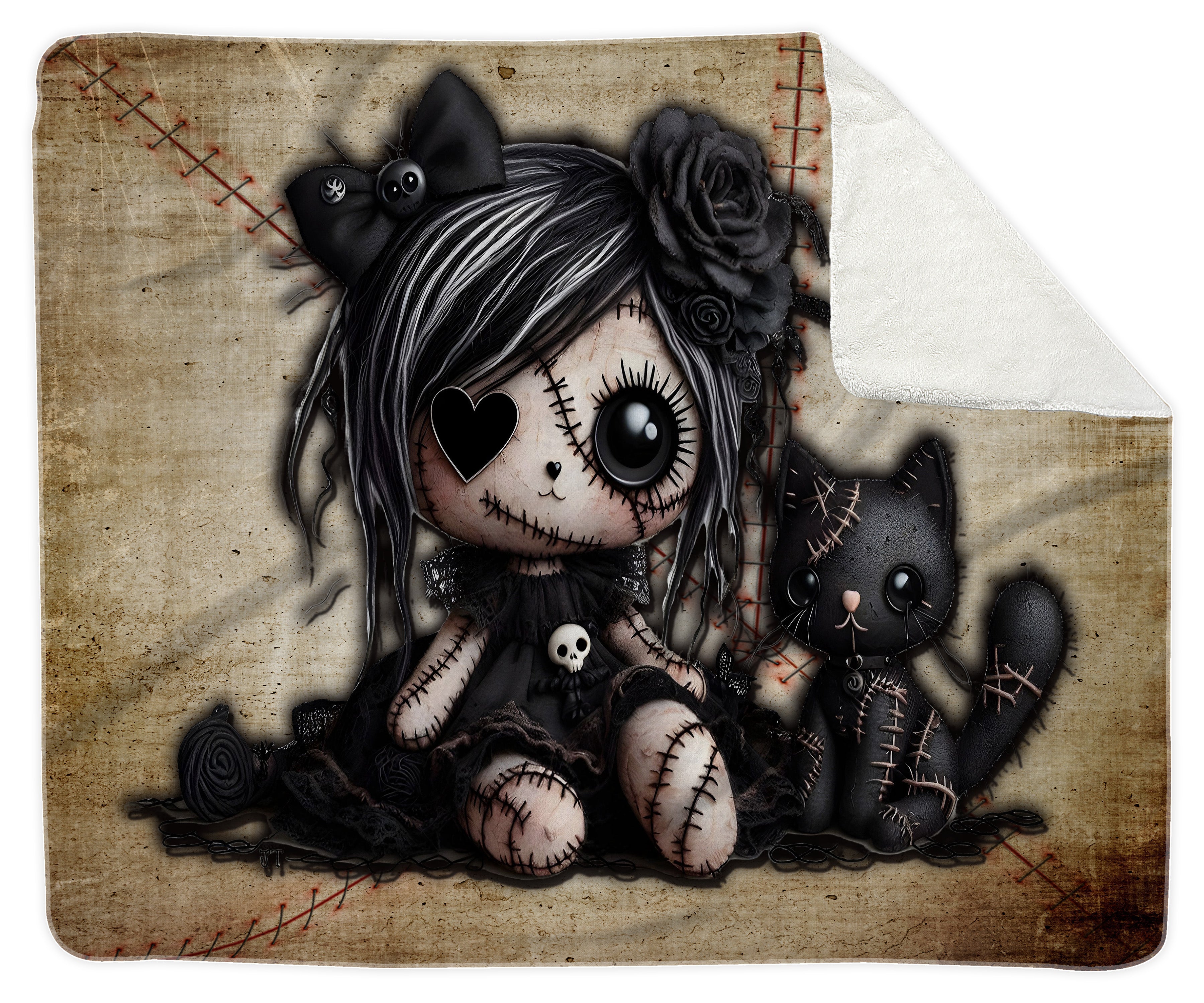 Little Stitch-ups Rag doll and cat_2 Sherpa Blanket