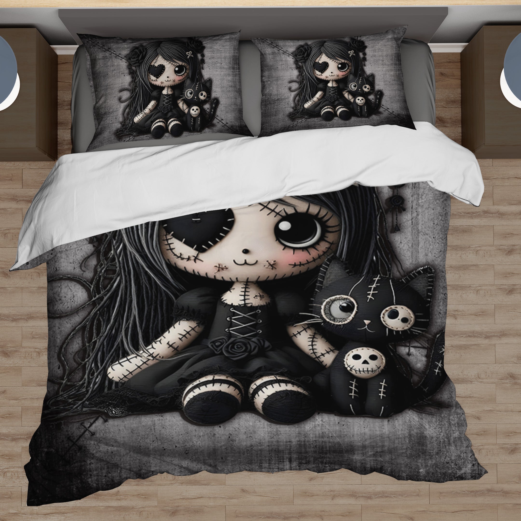 Little Stitch-ups Rag doll and her cat_1 Comforter Set