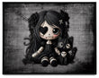 Little Stitch-ups Rag doll and her cat_1 Framed Canvas Print