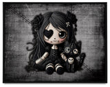 Little Stitch-ups Rag doll and her cat_1 Framed Canvas Print