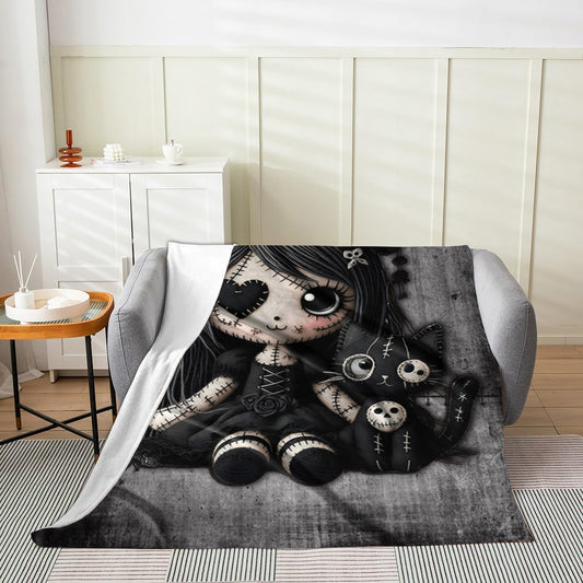 Little Stitch-ups Rag doll and cat_1 Velveteen Blanket