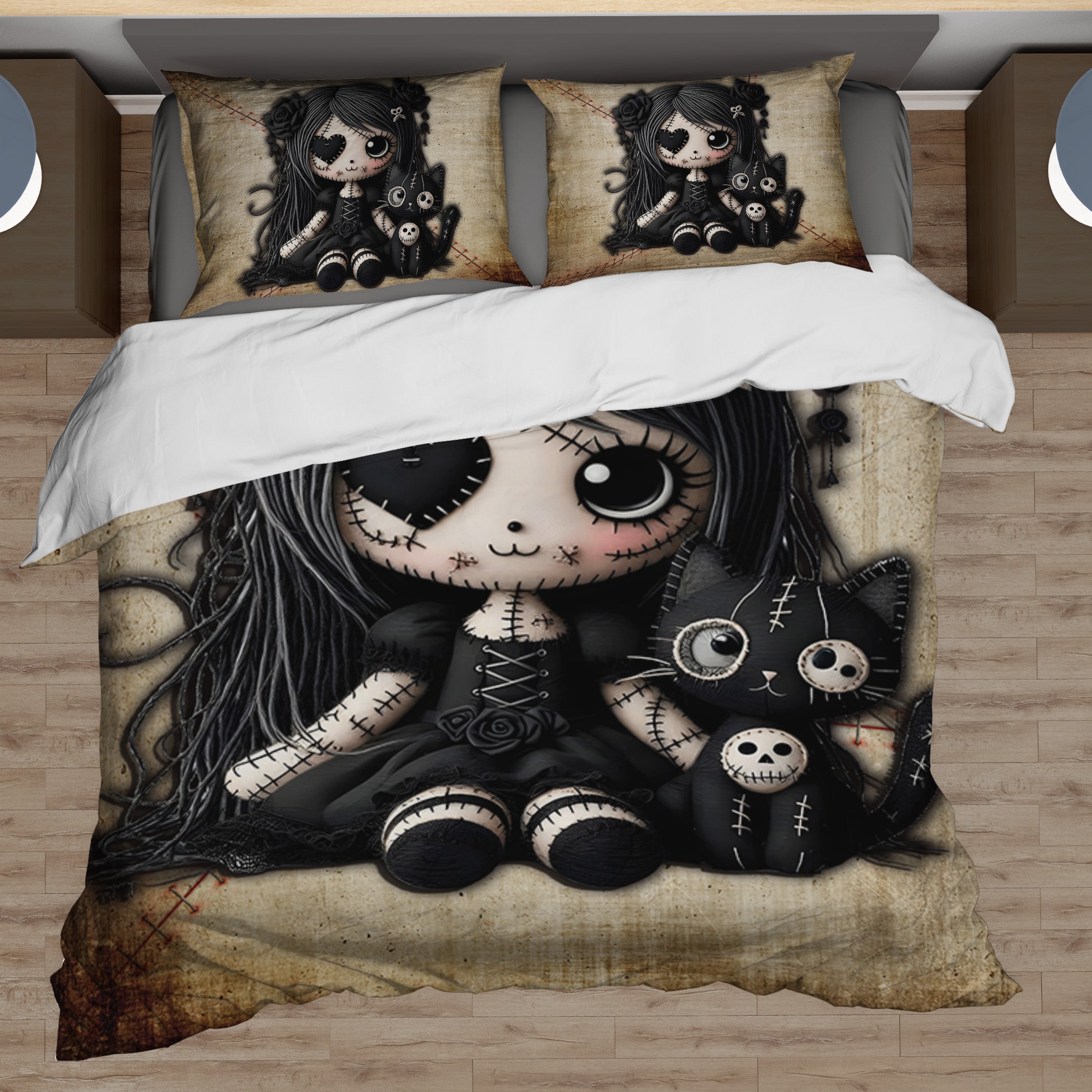 Little Stitch-ups Rag doll and her cat_1 Comforter Set