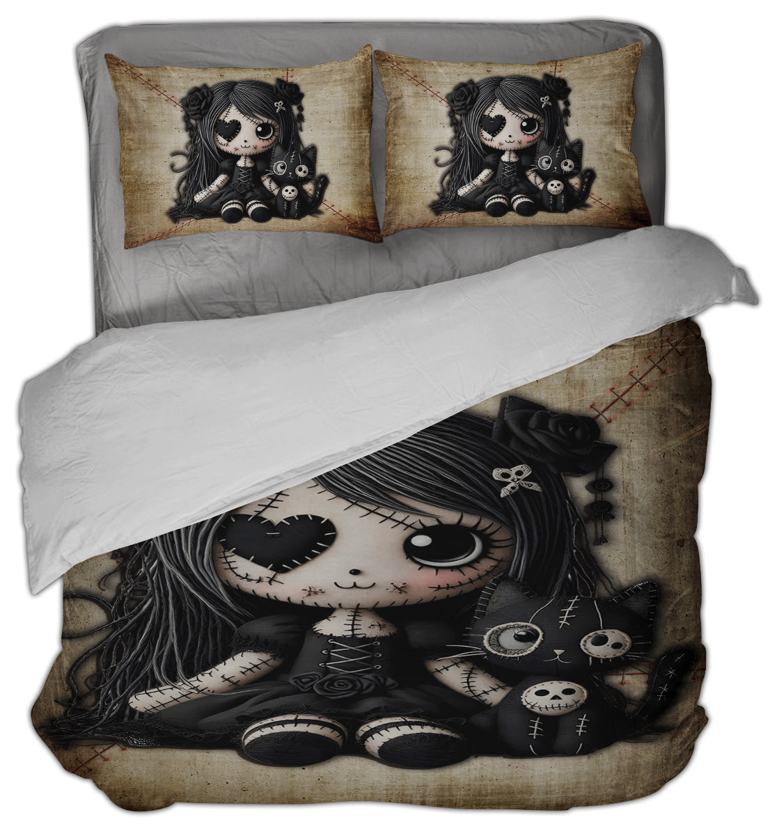 Little Stitch-ups Rag doll and her cat_1 Comforter Set
