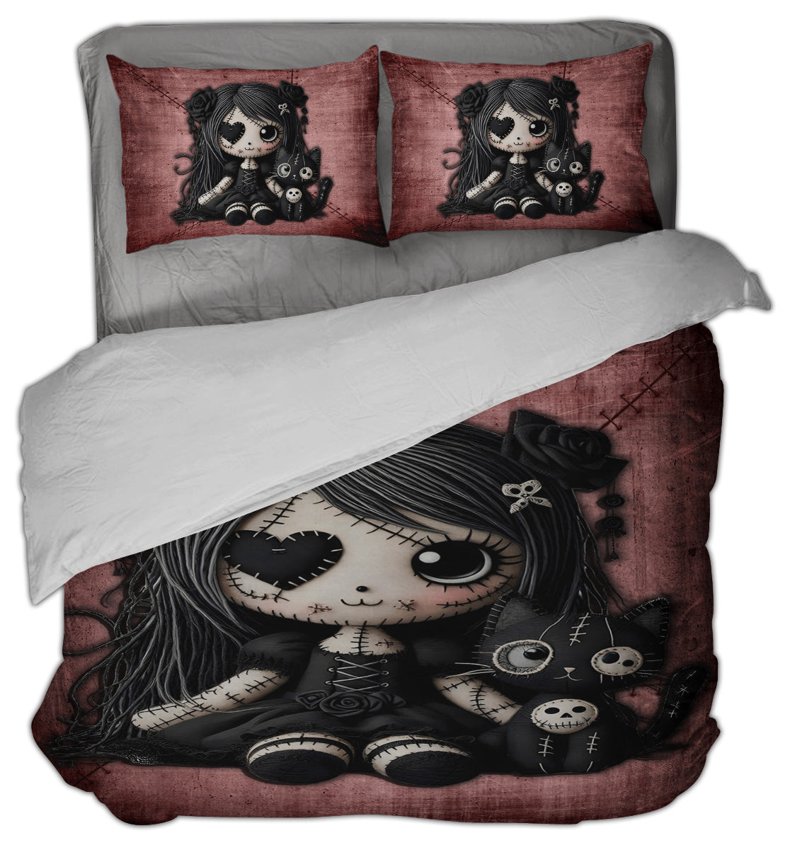 Little Stitch-ups Rag doll and her cat_1 Comforter Set