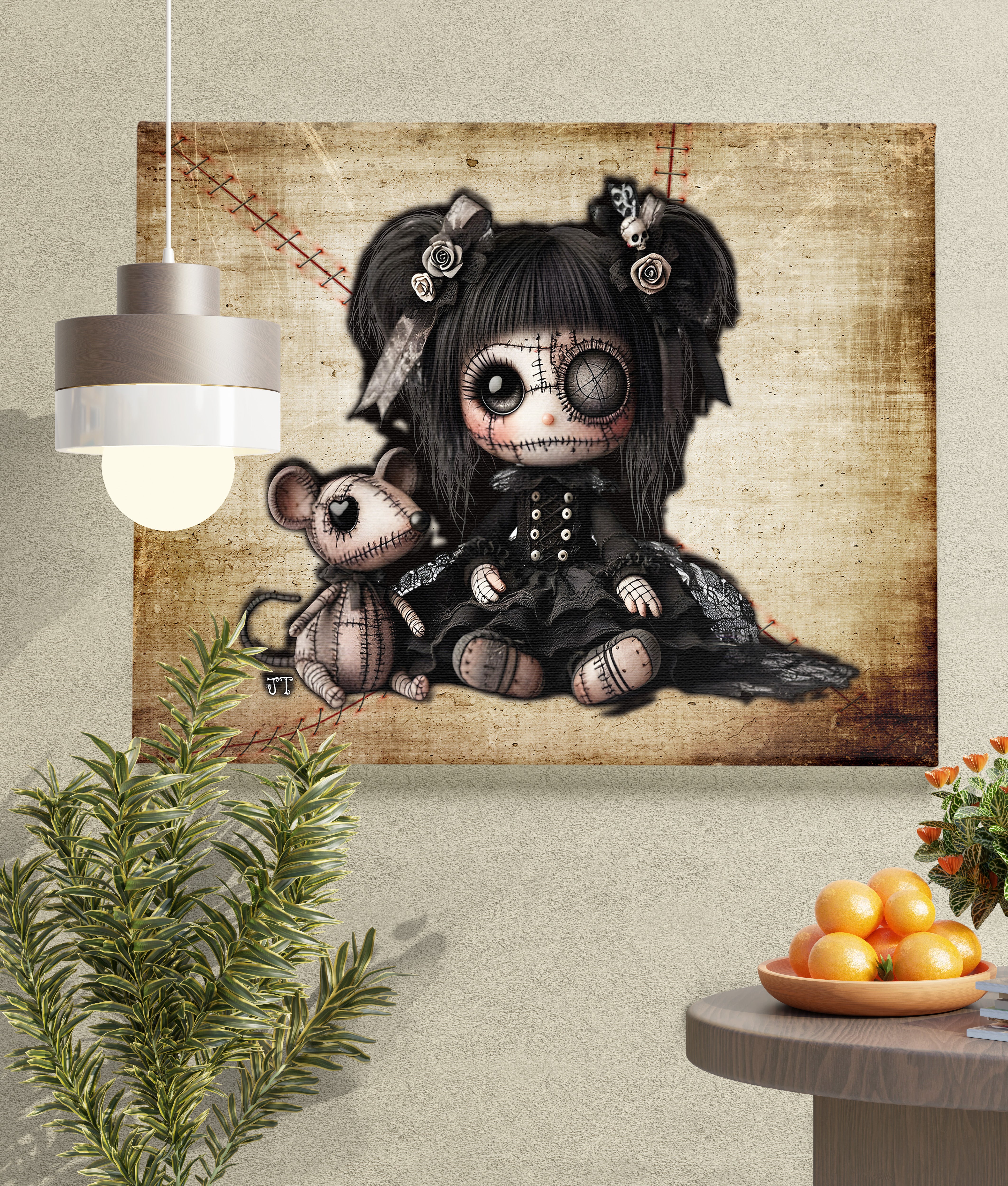 Little stitch -Old Friends - Rat Canvas Art Print