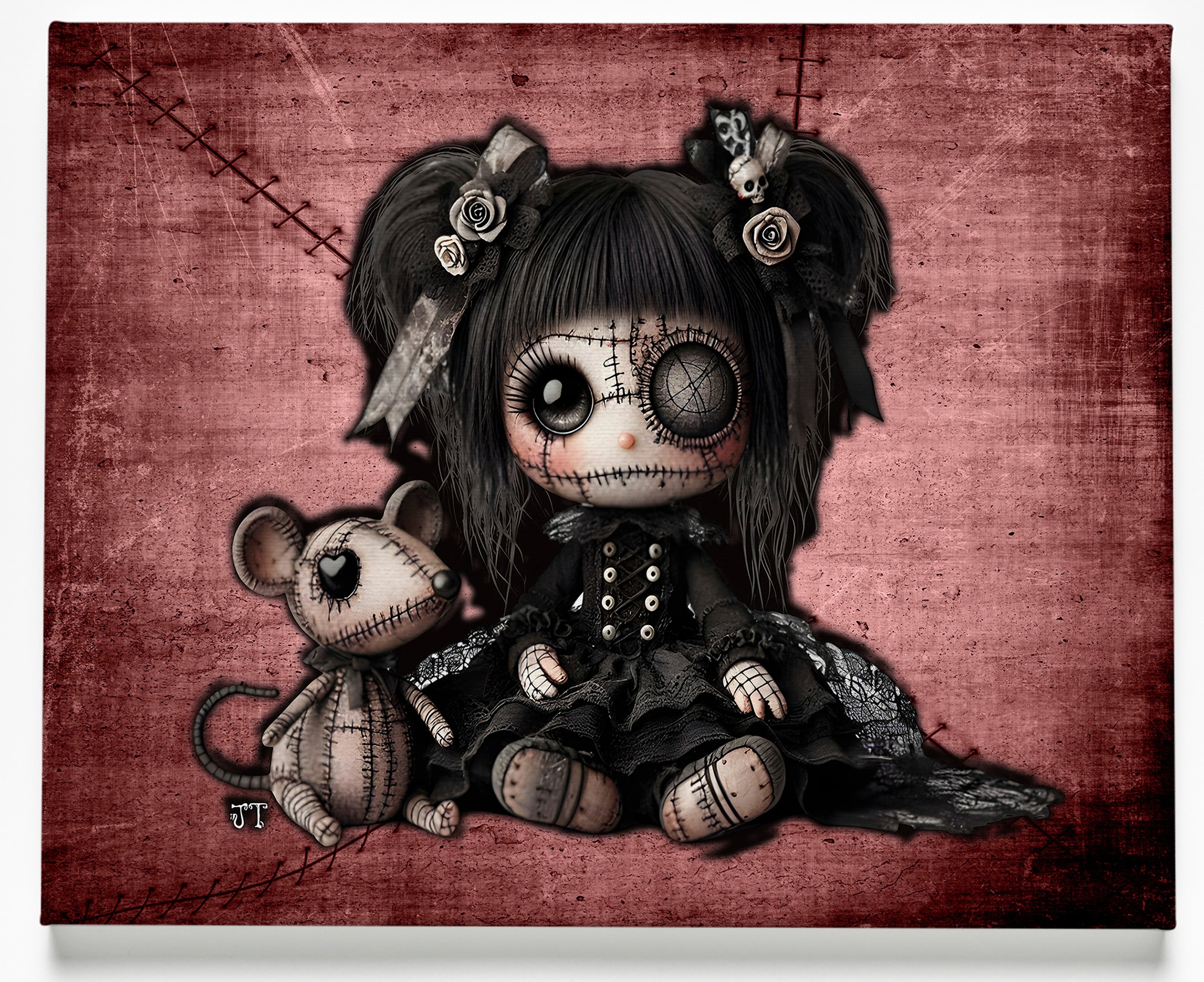 Little stitch -Old Friends - Rat Canvas Art Print