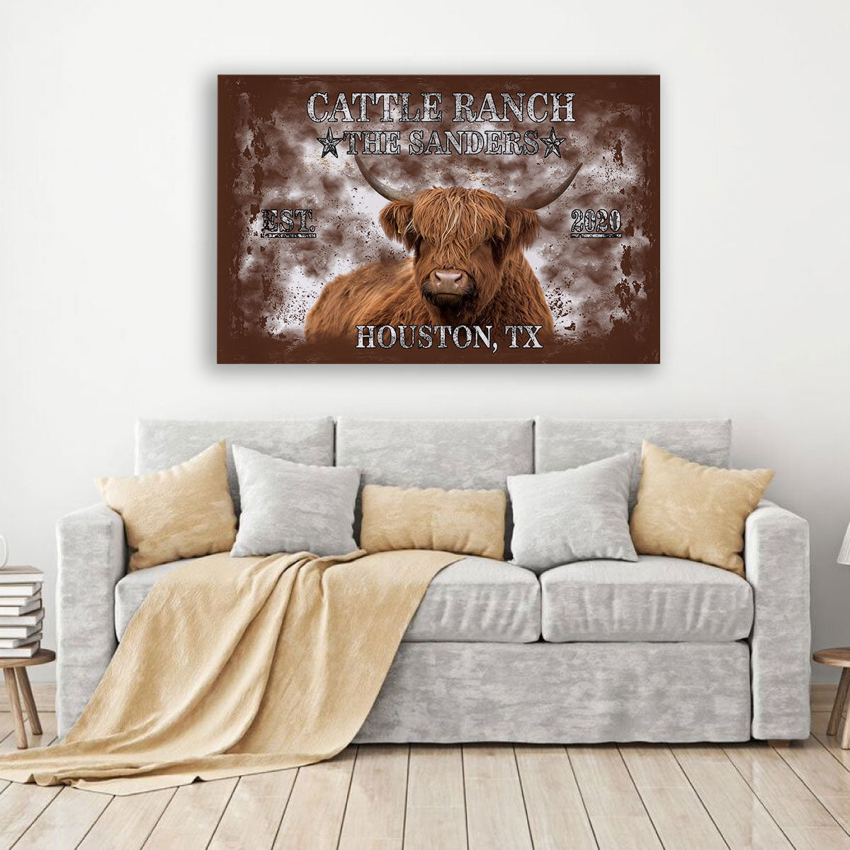 Longhorn Brown Canvas Art