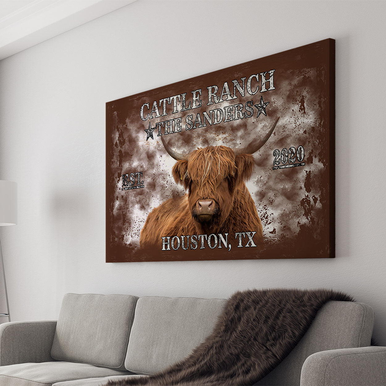 Longhorn Brown Canvas Art